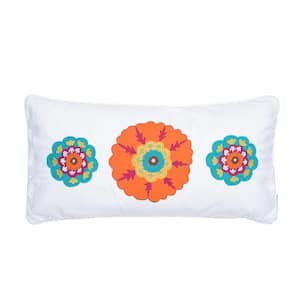 Serendipity Multicolor Embroidered Medallion 12 in. x 24 in. Throw Pillow