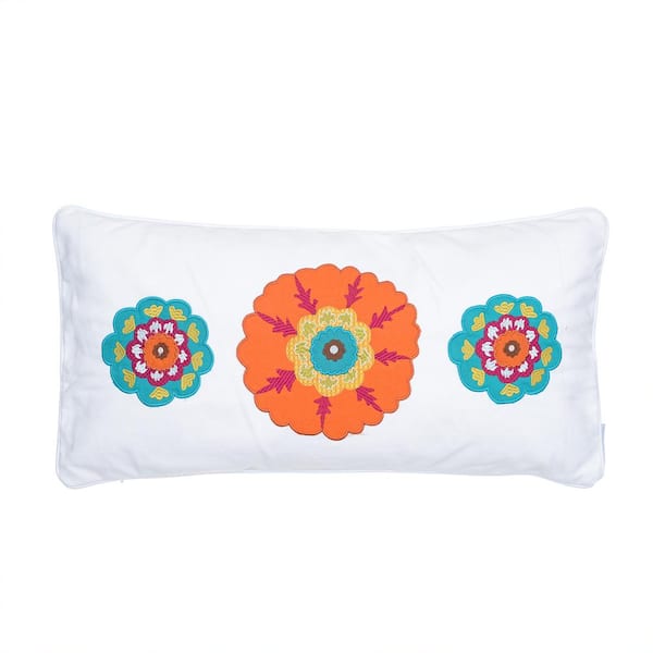 LEVTEX HOME Serendipity Multicolor Embroidered Medallion 12 in. x 24 in. Throw Pillow