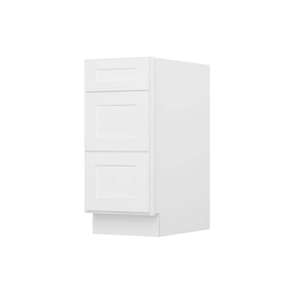 15 in. W 24 in. H 34.5 in. D Ready to Assemble Plywood Base Kitchen Cabinet in Painted White with 3 Drawer