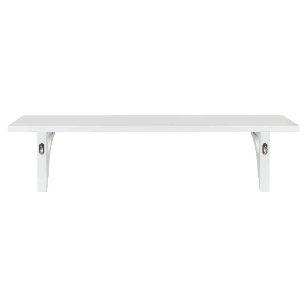 White 36-Inch Traditional Wood Floating Wall Shelf