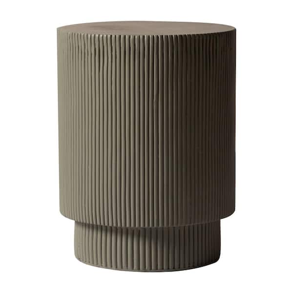 Leisuremod Modern Round Side Table Assembled Fiberstone Accent Table for Indoor and Outdoor Eden Series in Grey