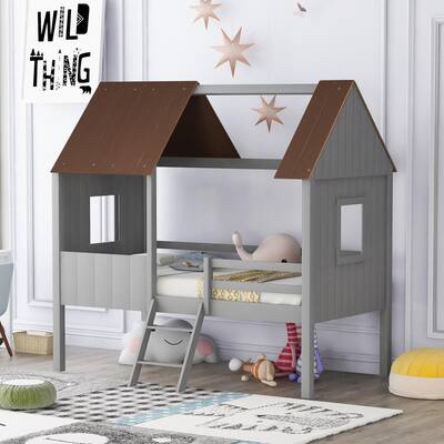 Donco Kids Rustic Sand Twin Tree House, Little Dreamer Treehouse Twin Loft Bed In Rustic Sand