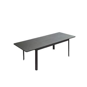 65 in. W x 35.4 in. D x 29.5 in. H Black Outdoor Aluminum Dining Table Patio Expandable Table for Garden Lawn Porch