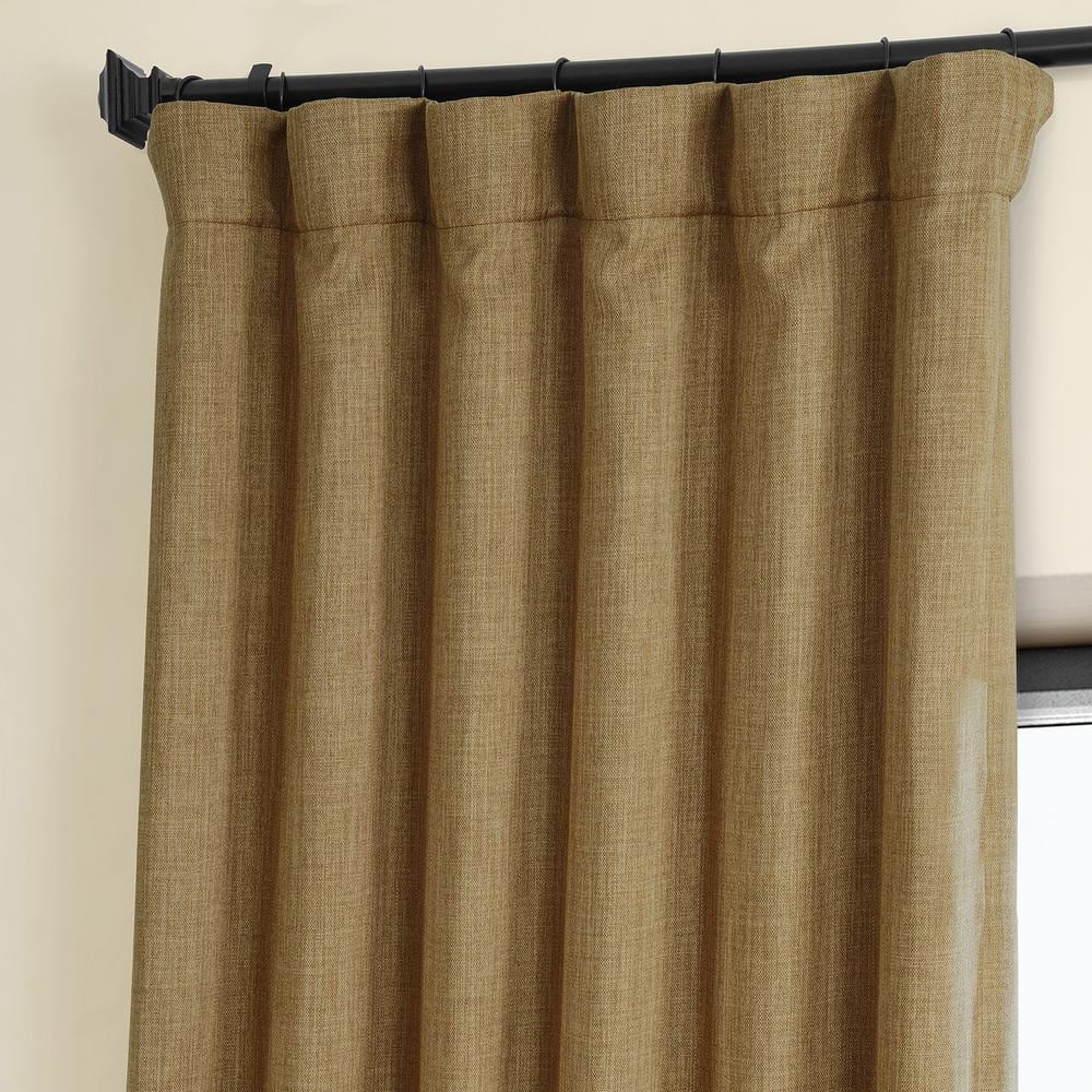 Butterscotch Faux Linen Blackout Puddle Length Window Panel