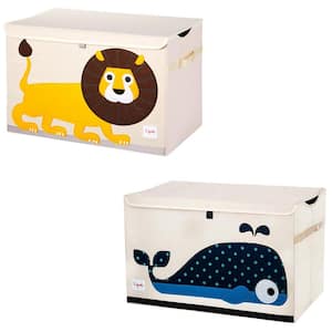 Collapsible Toy Chest Storage Bin Bundle with Lion and Whale (2-Pack)