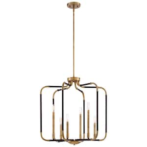 Liege 6-Light Aged Kinston with Brass Highlights Pendant
