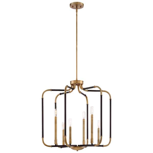 Minka Lavery Liege 6-Light Aged Kinston with Brass Highlights Pendant