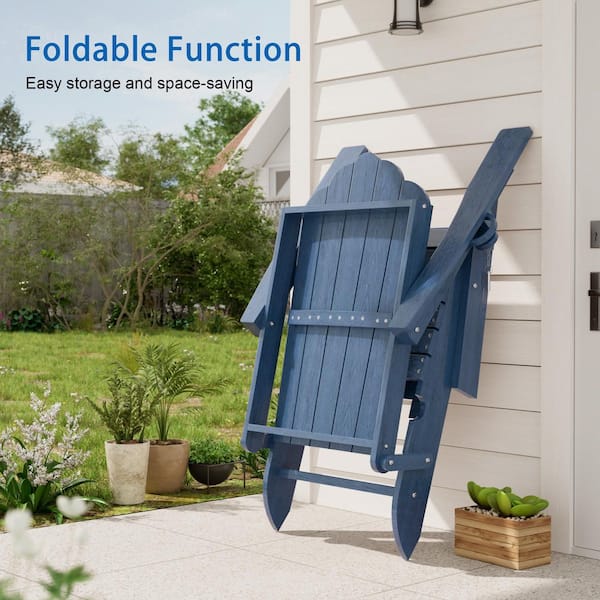 SANLUCE Navy Blue Plastic 3-Position Adjustable Folding Adirondack