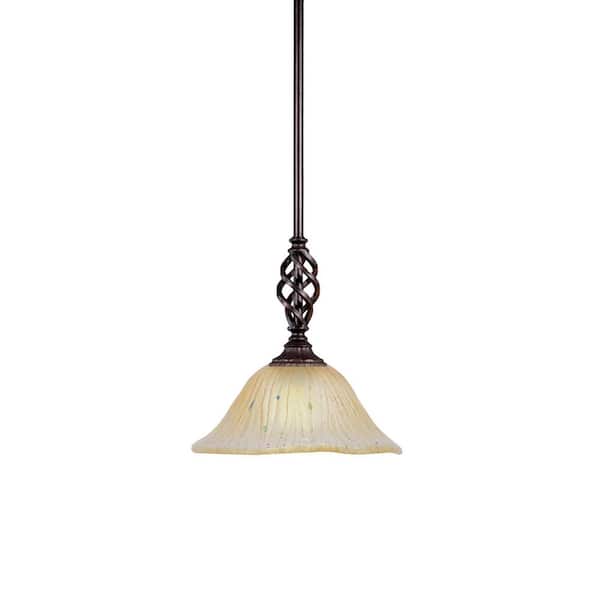 Unbranded Bridgewater 100 W 1-Light Dark Granite Standard Mini Pendant Light with Glass Shade