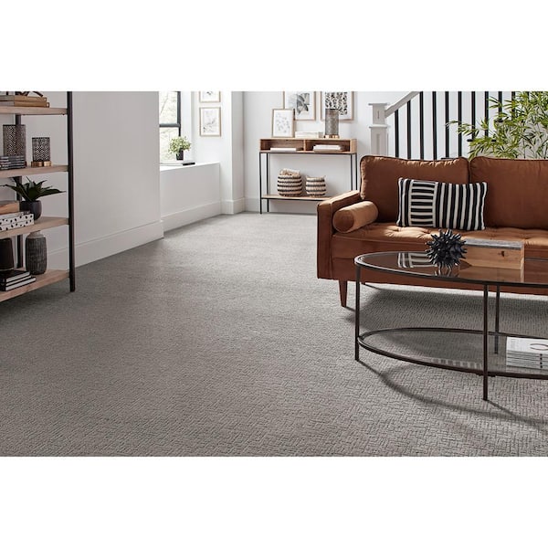 Brasswick  - Meandering - Gray 24 oz. Polyester Pattern Installed Carpet