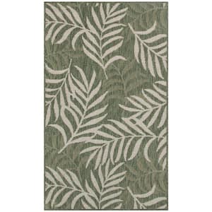Garden Oasis Green Ivory 3 ft. x 5 ft. Nature-inspired Contemporary Area Rug