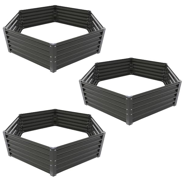3 Pcs Hexagon Galvanized Steel Planter Raised Garden Beds for Vegetables, Flowers, and Herbs, Anti-Rust and Long-Lasting