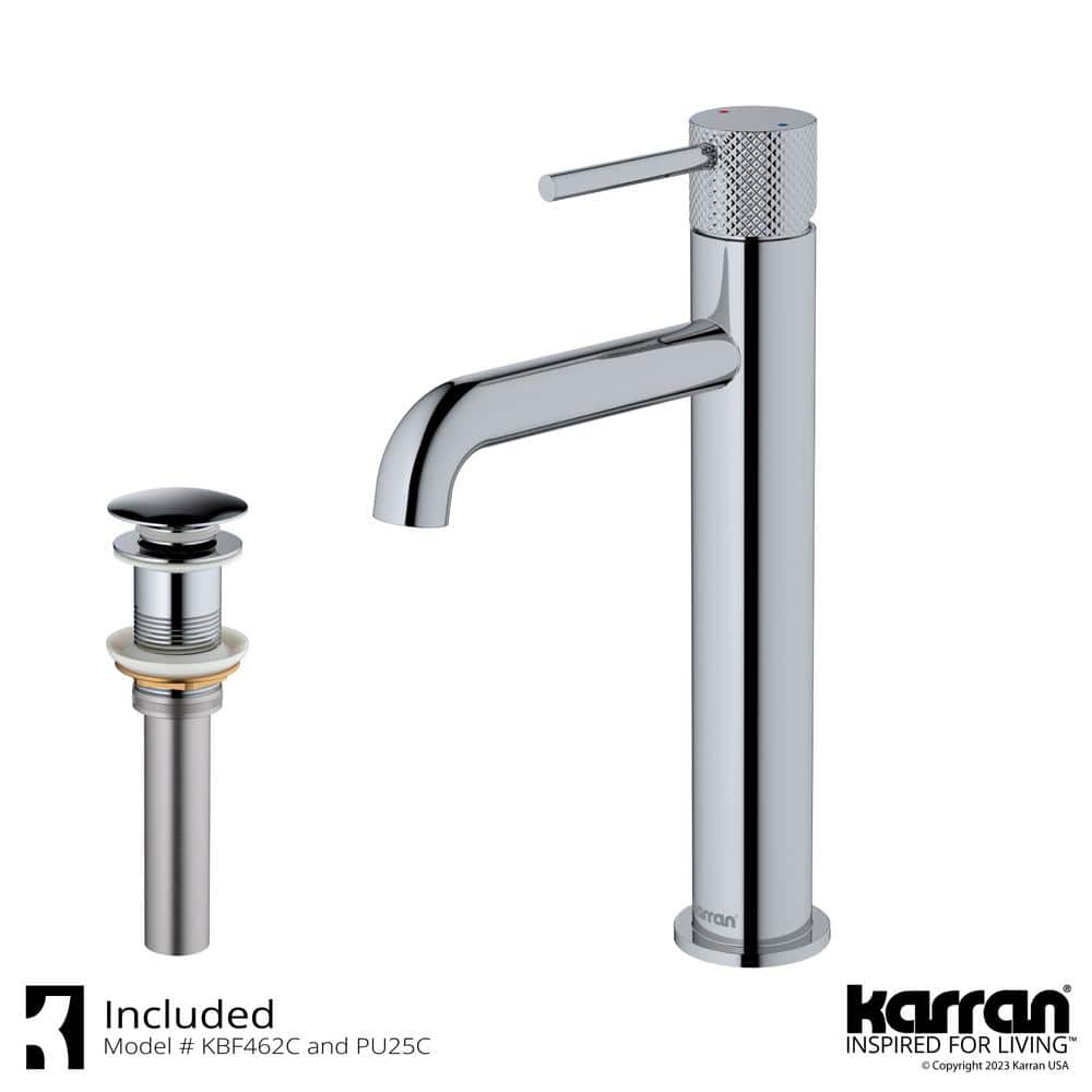 Tryst Chrome Single-Handle Vessel Bathroom Faucet with Drain Assembly