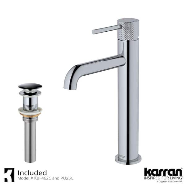 Tryst Single Handle Single Hole Vessel Bathroom Faucet with Matching Pop-Up Drain in Chrome