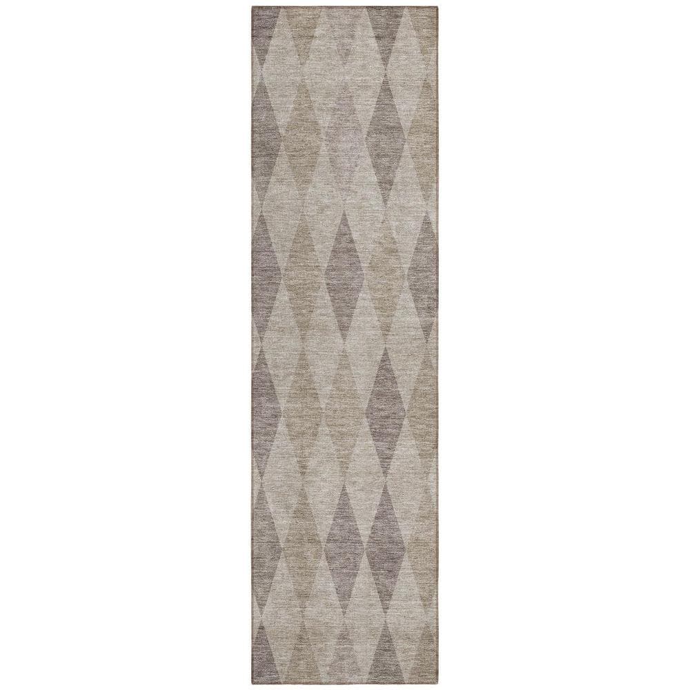 Beige Taupe and Brown 2 ft. x 8 ft. Woven Geometric Runner Indoor/Outdoor Area Rug price history on PriceWatchPro