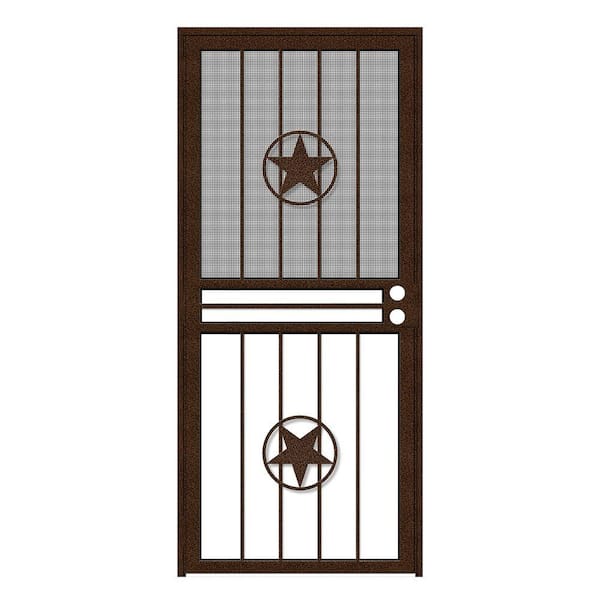 Unique Home Designs 34 in. x 80 in. Lone Star Copperclad Recessed Mount All Season Security Door with Insect Screen and Glass Inserts