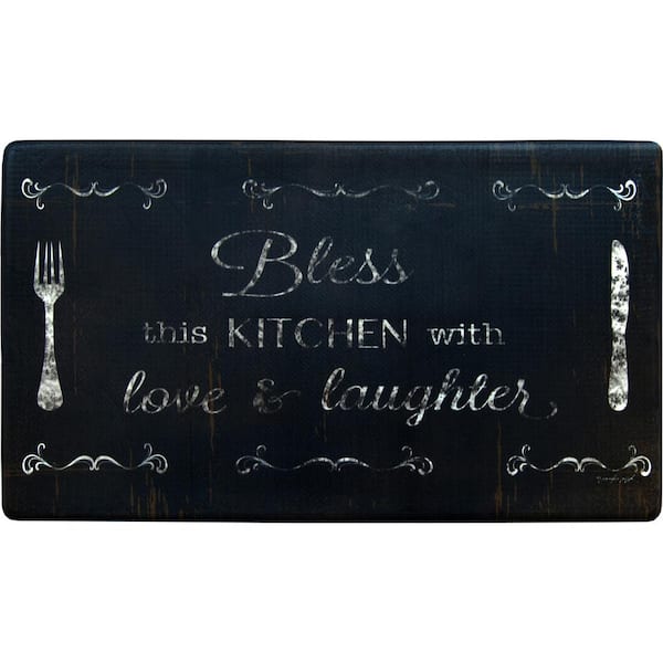 J&V TEXTILES Cloud Comfort Bless This Kitchen 20 in. x 36 in. Anti-Fatigue Kitchen Mat