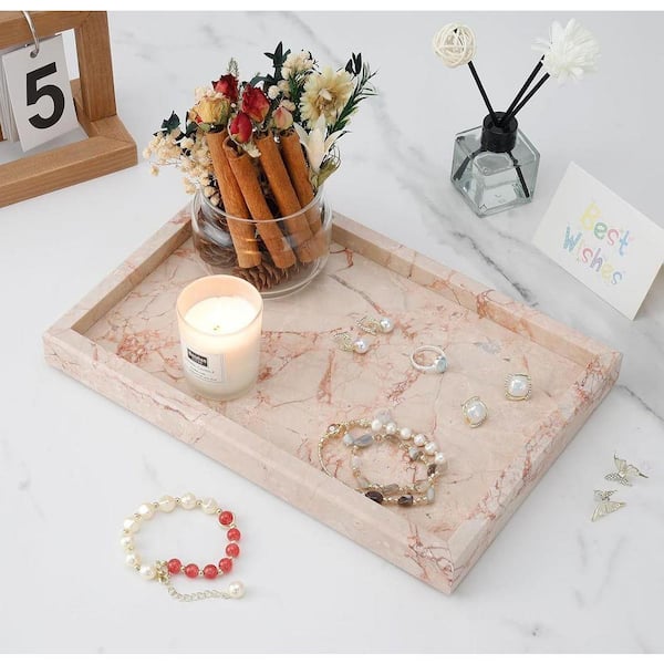 Natural Pink Marble Vanity Tray for Bathroom and Kitchen UMBHK9