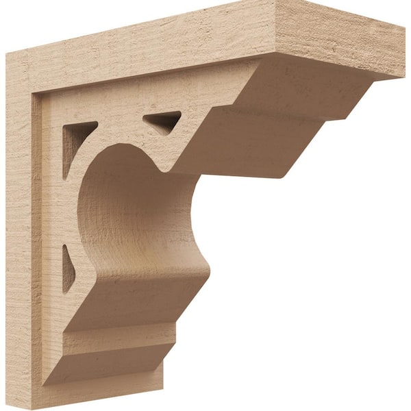 Ekena Millwork 7-in. x 14-in. x 14-in. Series 1 Classic Sheridan Rough Cedar Woodgrain Timberthane Polyurethane Corbel, Primed Tan