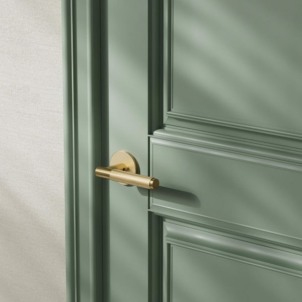 Taylor Champagne Gold Modern Knurled Double Dummy Interior Door Handle with Round Rosette and Concealed Screws