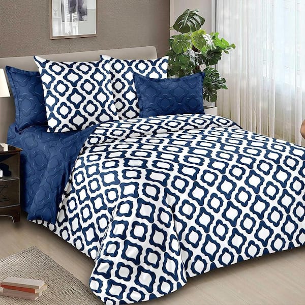 Shatex All Season Bedding 3 Piece Blue Polyester Queen Size Ultra Soft Elegant Bedding Comforters Set