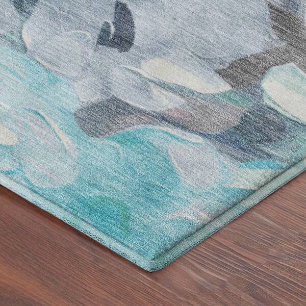Mayfield Premium Machine Washable Abstract AMF2264 Sky 2 ft. x 3 ft. Accent Rug
