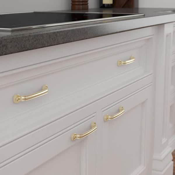 Arezzo Collection 5 1/16 in. (128 mm) Satin Brass Traditional Curved Cabinet Bar Pull