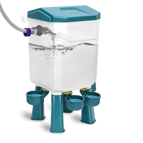 Float-Controlled Automatic Chicken Waterer Self Filling System with 60 in. Hose Blue 2 Gal. for Poultry Feed