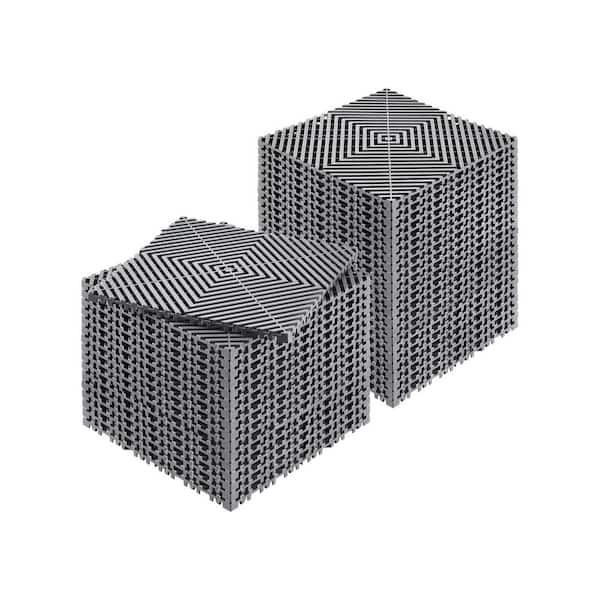 Interlocking Drainage Mat, 40 Pcs Splicing Drainage Mats, 12in. x 12in. Interlocking Cushion, Non-Slip Gray PP Drainage