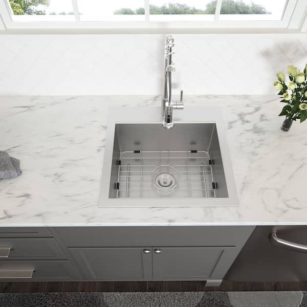 cadeninc 25 x 22 x 12 Inch Single Bowl Drop-In Utility Sink