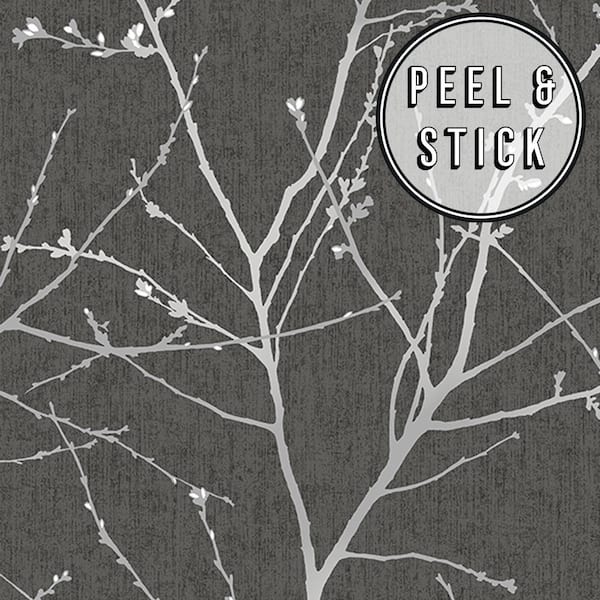 Unbranded Transform Charcoal Branches Peel and Stick Wallpaper