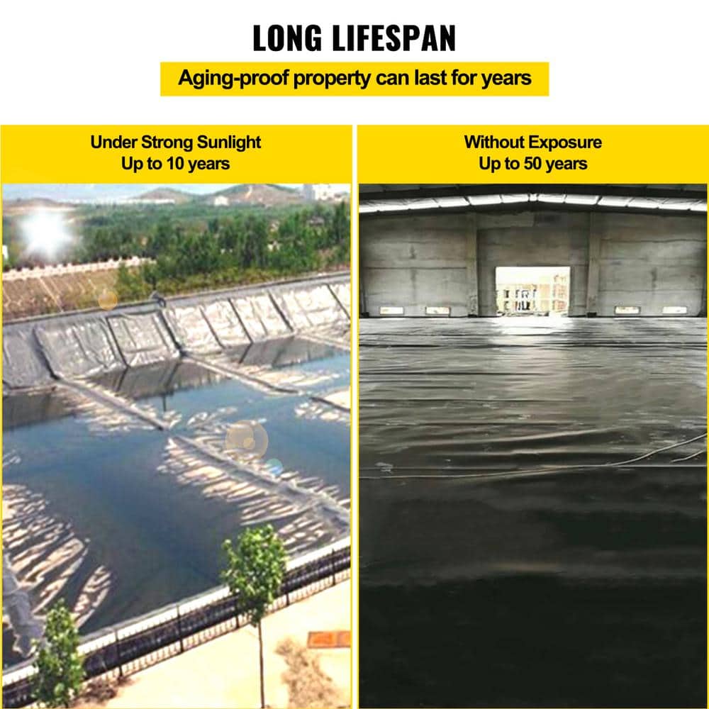 Black LLDPE Pond Liner 20x25 ft for Fish Ponds and Waterfalls
