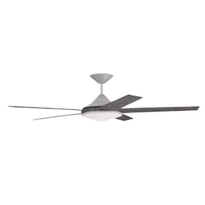 Delaney 60 in. Indoor/Outdoor Painted Nickel Ceiling Fan with Smart Wi-Fi Enabled Remote and Integrated LED Light Kit