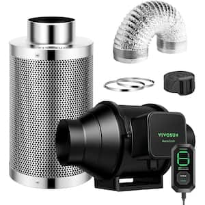 AeroZesh S4 4 in. Inline Duct Fan with E12 Speed Controller, Carbon Filter, 8 ft. Ducting Ventilation System