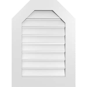 22 in. x 30 in. Octagonal Top Surface Mount PVC Gable Vent: Functional with Standard Frame