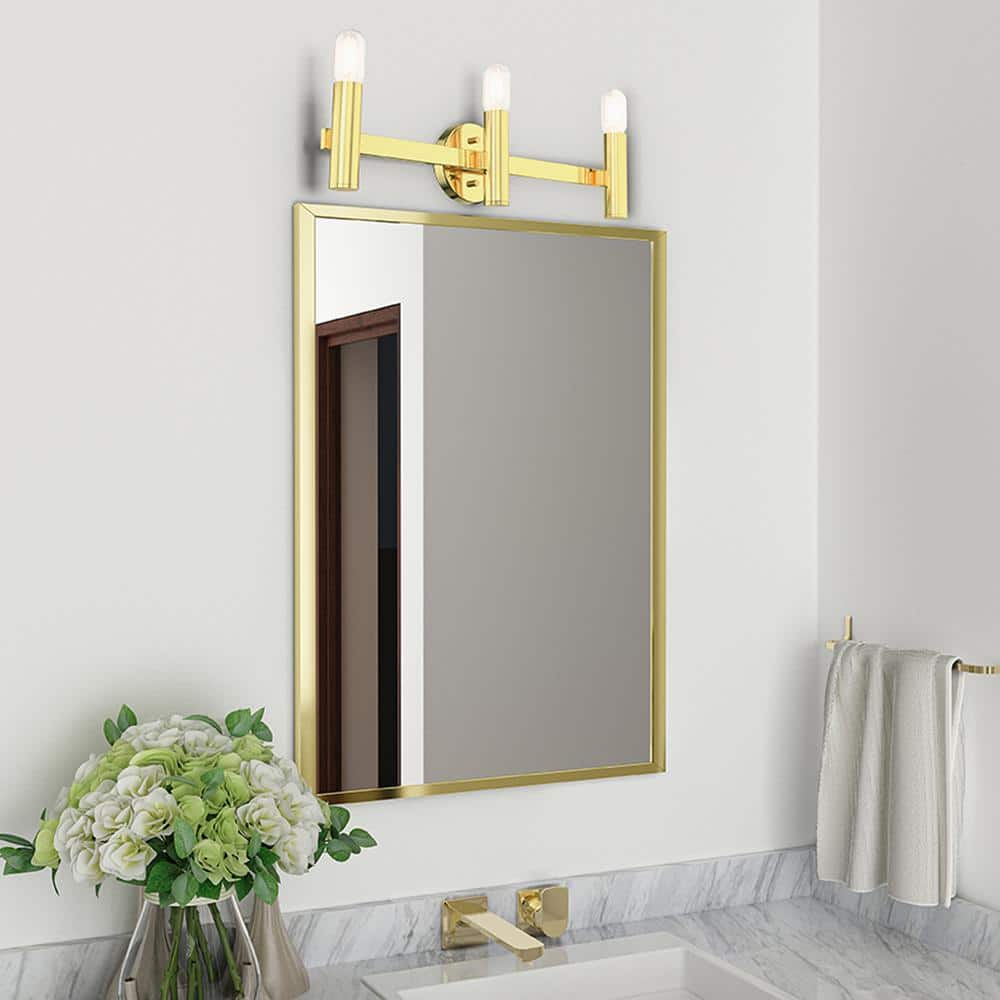 Polished Brass 3-Light Vanity with Steel Frame