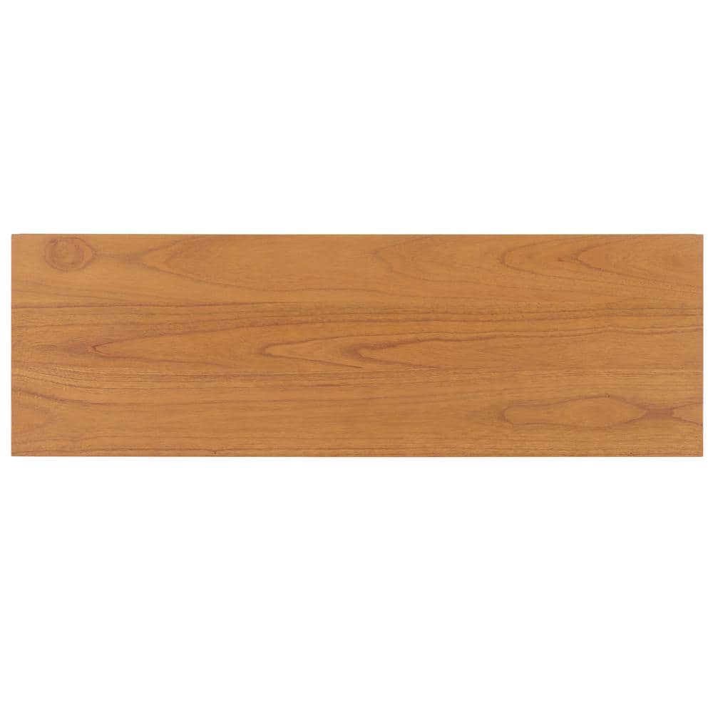 Natural Wood Ridged Hallway Table with Storage