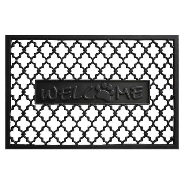 Rubber Welcome Paw 24 in. x 36 in. Door Mat