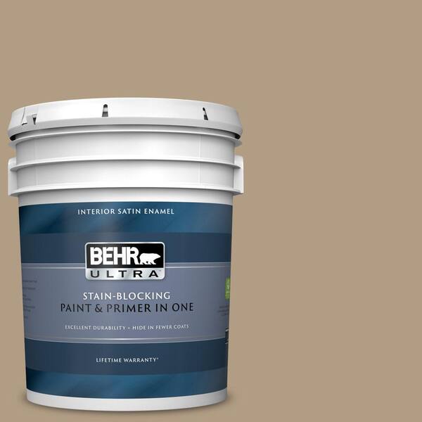 BEHR ULTRA 5 gal. #UL190-19 Tatami Mat Satin Enamel Interior Paint and Primer in One