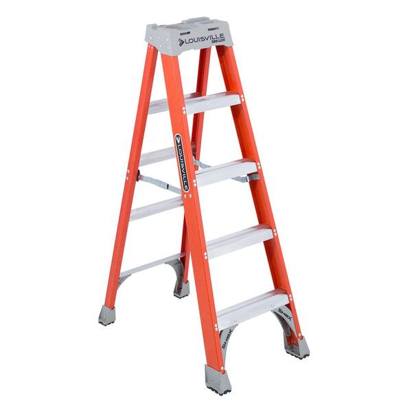 Louisville Ladder 5 ft. Fiberglass Step Ladder with 300 lbs. Load ...