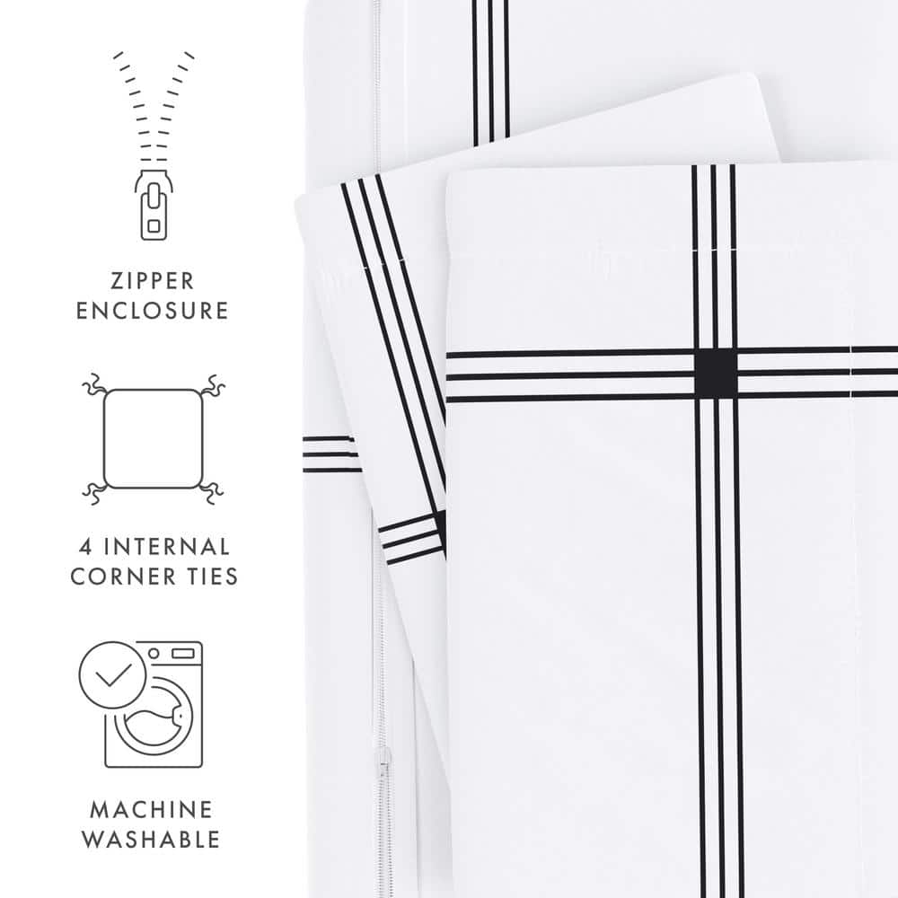 Gray and White Grid Pattern 3-Piece Full/Queen Duvet Cover Set