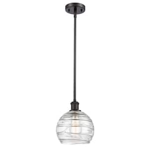 Athens Deco Swirl 1 Light Oil Rubbed Bronze Globe Pendant Light with Clear Deco Swirl Glass Shade