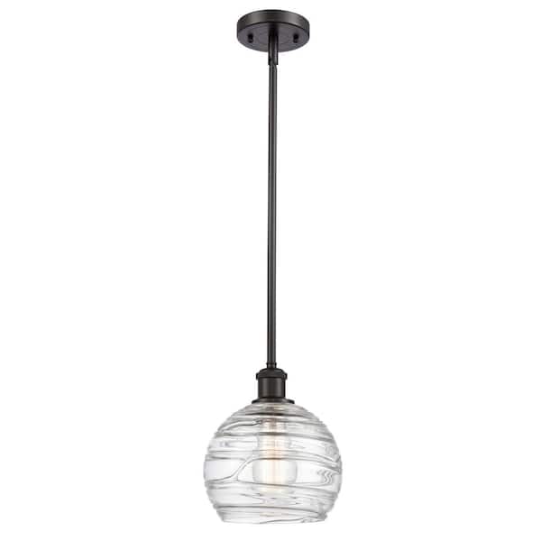 Innovations Athens Deco Swirl 1 Light Oil Rubbed Bronze Globe Pendant Light with Clear Deco Swirl Glass Shade