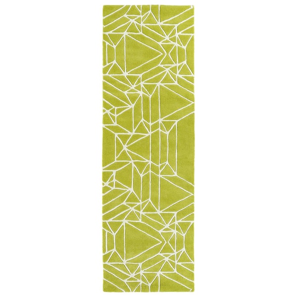 Kaleen Origami Lime Green 3 ft. x 8 ft. Runner Rug