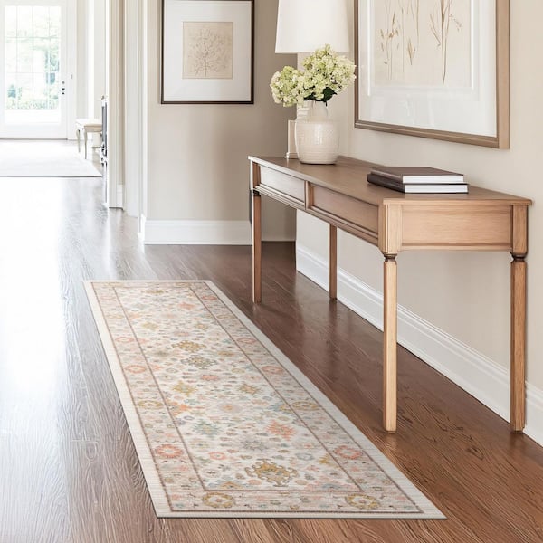 Tayse Rugs Crestwood Cream 2 ft. x 8 ft. Oriental Indoor Area Rug