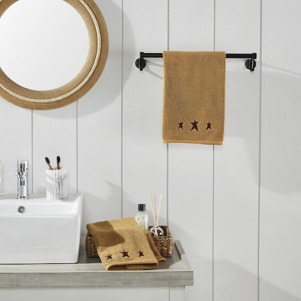 Burgundy Prim Stars Doe Tan 100% Cotton Hand Towel (Set of 2)