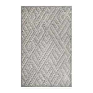 Wynn Charcoal 5 ft. 2 in. x 7 ft. 2 in. Modern Geometric Indoor/Outdoor Area Rug