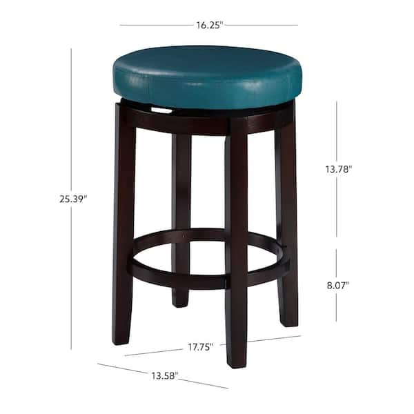 Linon Home Decor Maya Teal Faux Leather Backless Swivel Counter