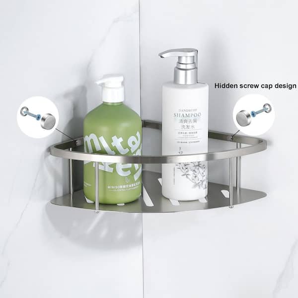 2 Pack Stainless Steel Wall Mounted Corner Shower Caddy Corner Storage Shelf Triangular Shower Basket in Brushed Nickel