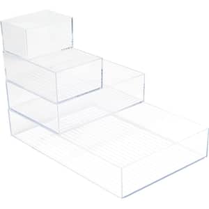 Acrylic 4-Piece Multi-Size Office Supply, Accessory Desk Organizer Set, Clear